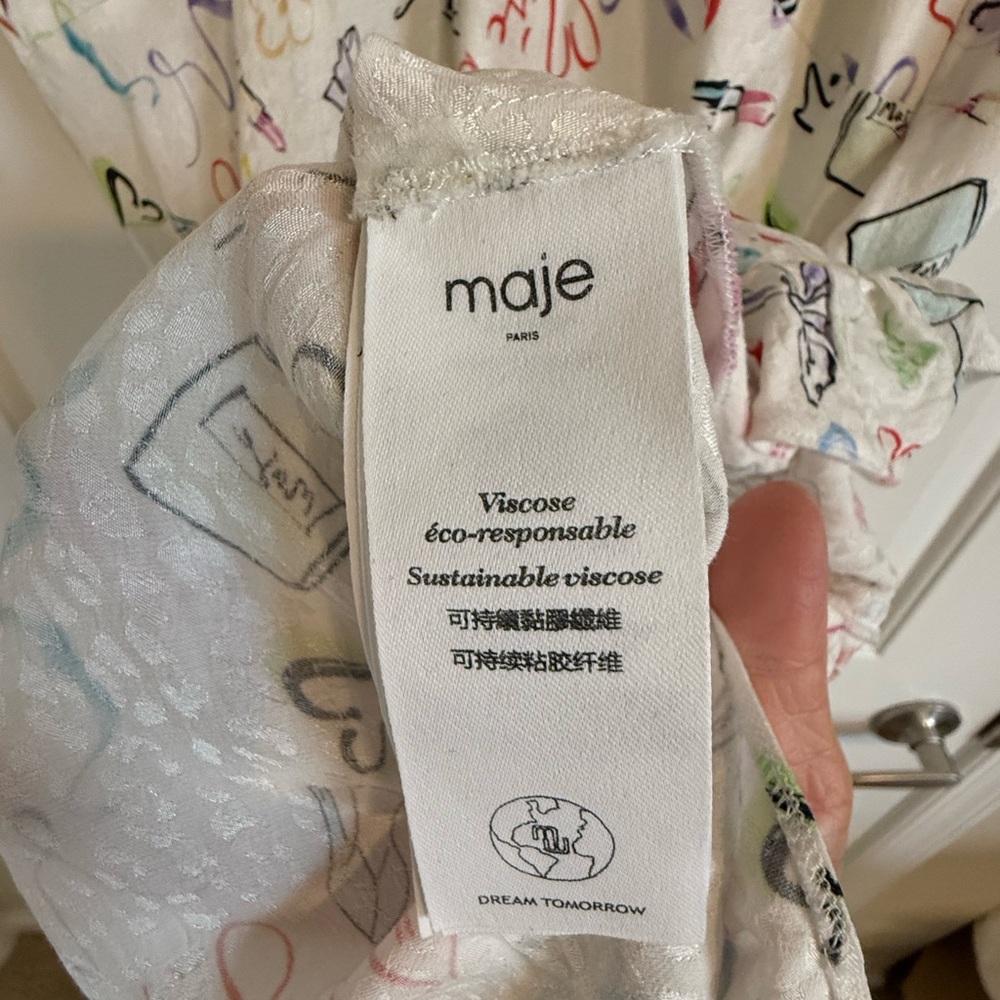 Maje White Dress with Colorful Print